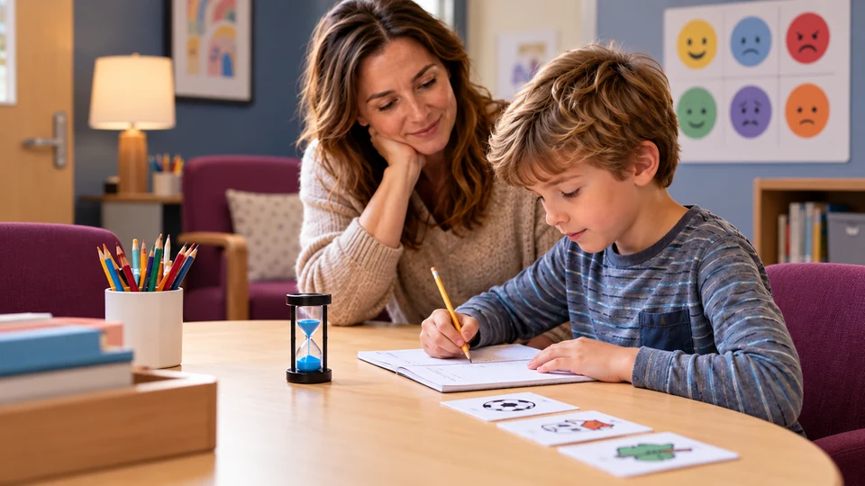 Sand timer and picture reminder cards