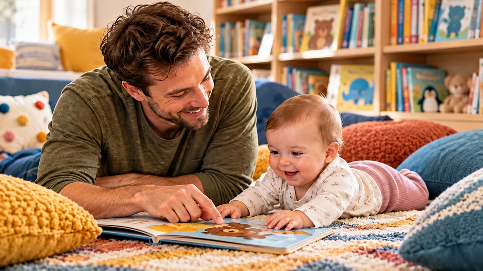 Parent and Baby Play on Floor Mat