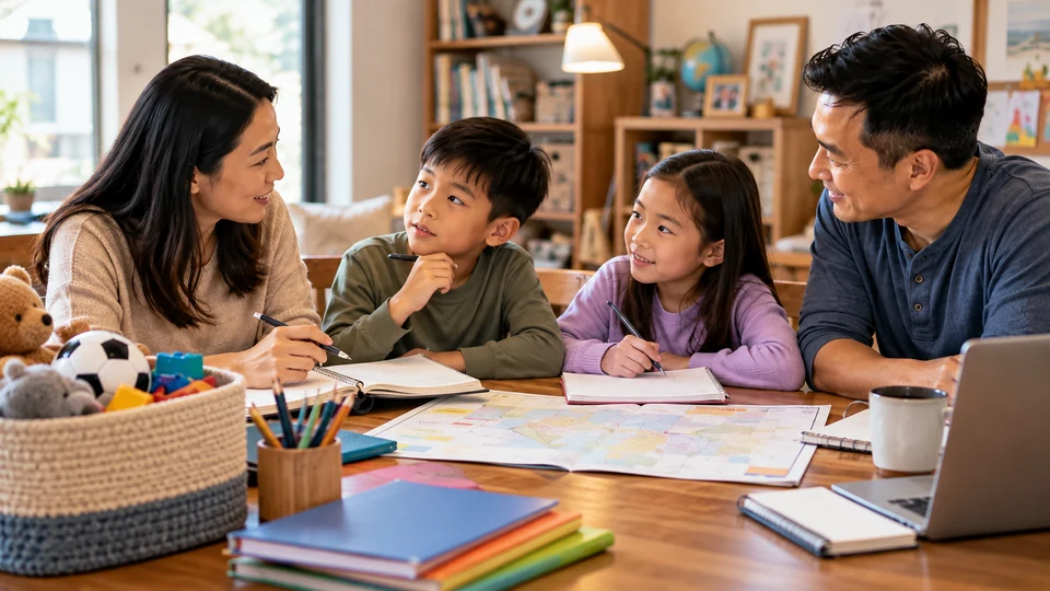 Family school planning with twins