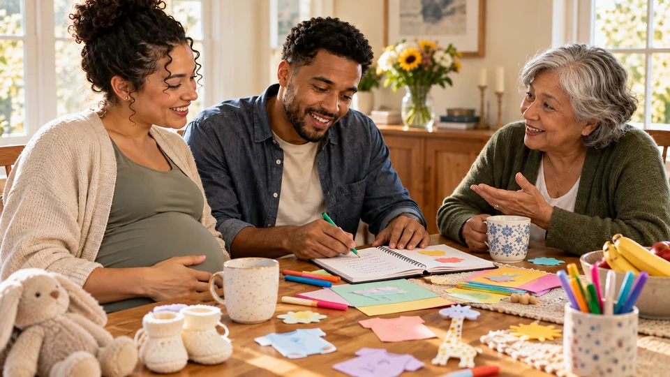Family discusses baby names together